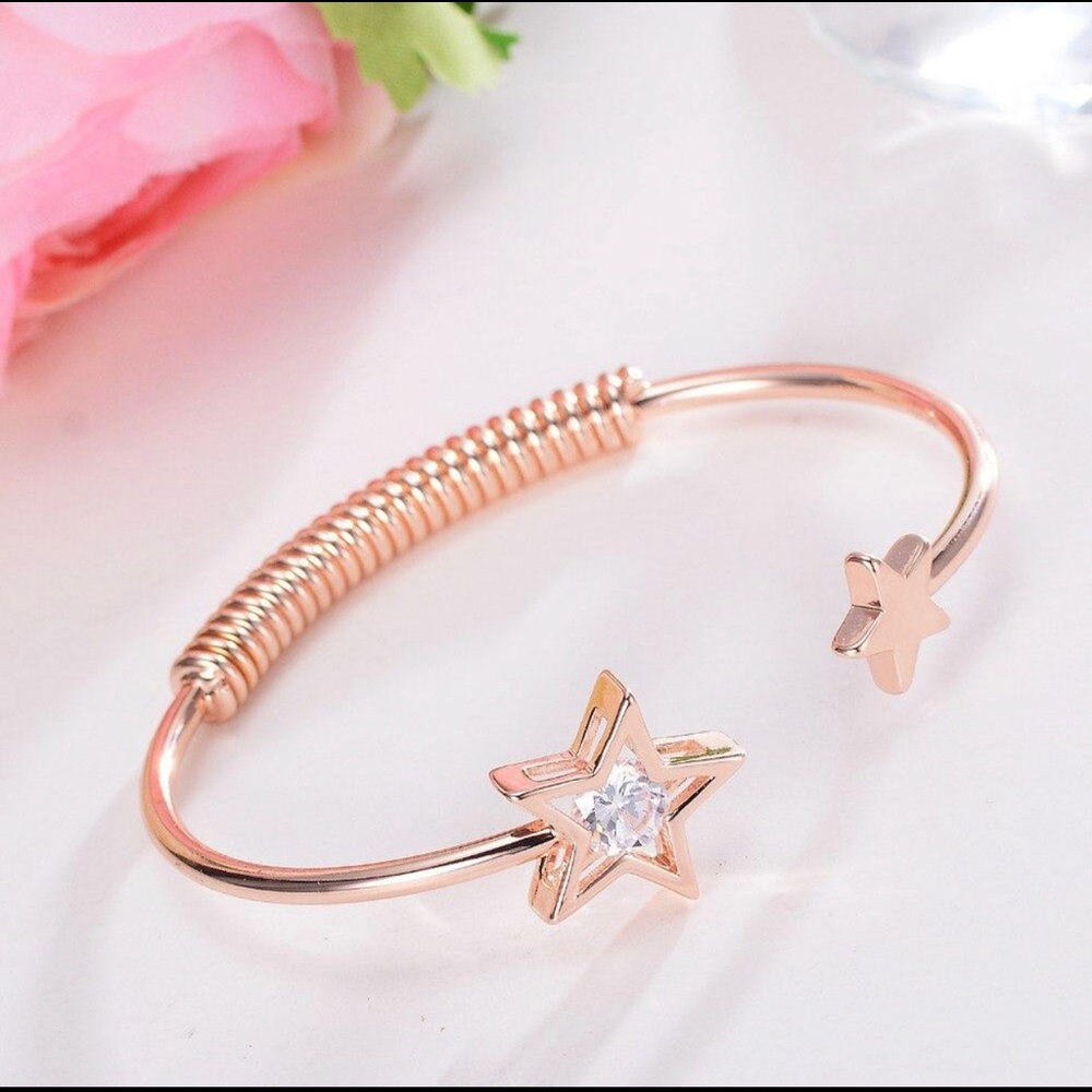 Rose Gold Bangle With Rhinestone Small